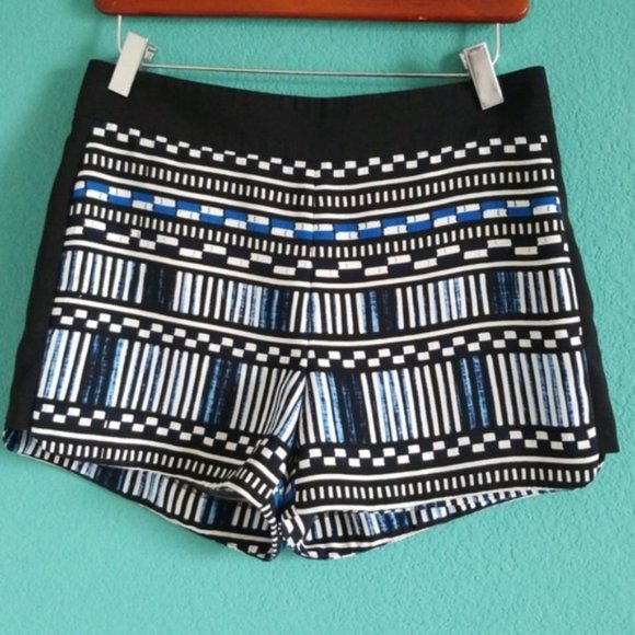 {J.Crew} Blue Black White Aztec Rectangle Shorts - Picture 5 of 8